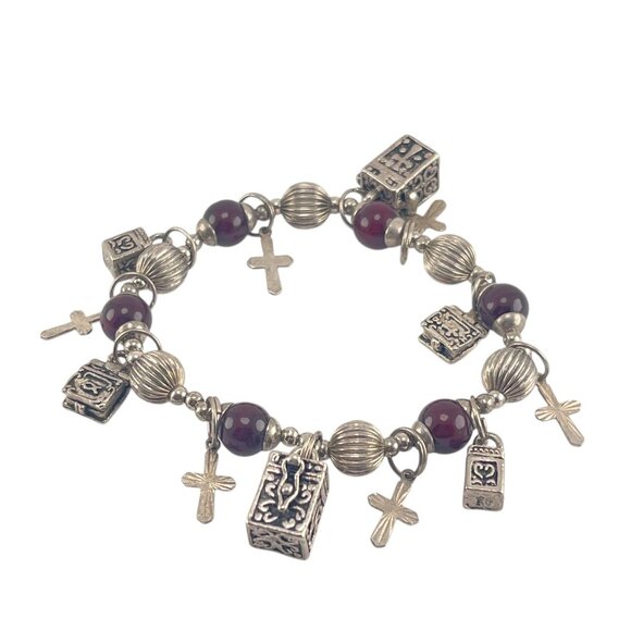 Catholic Rosary Bracelet With Multicolor Beads & Cross Charms - Picture 7 of 9